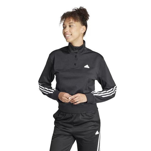 Womens adidas Iconic 3-Stripe Snap Henley Track Jacket Product Image