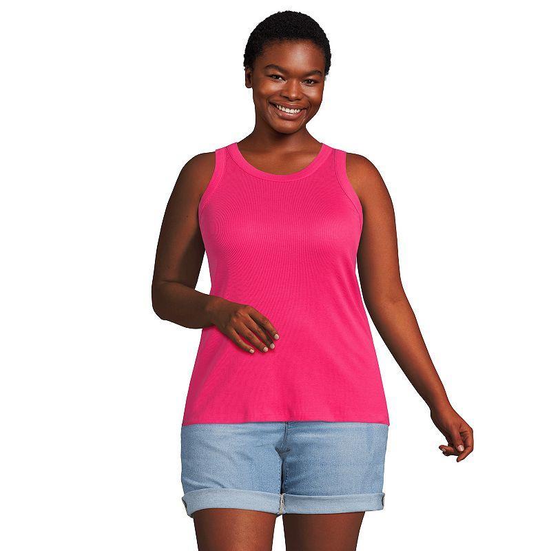 Lands End Plus Size Rib Crew Neck Tank Top Product Image