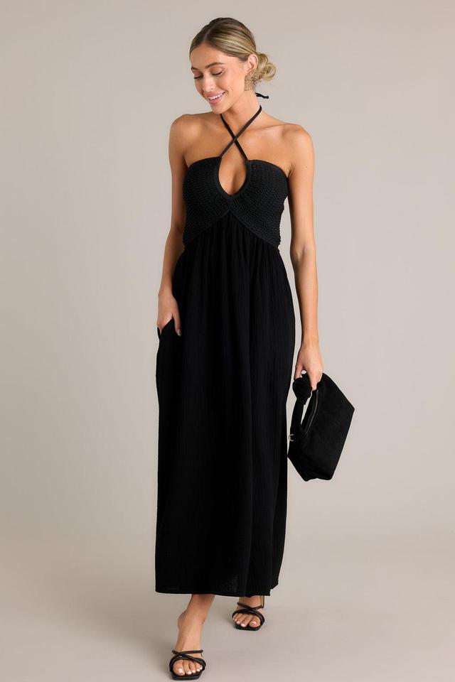 Graceful Flow 100% Cotton Black Maxi Dress Product Image