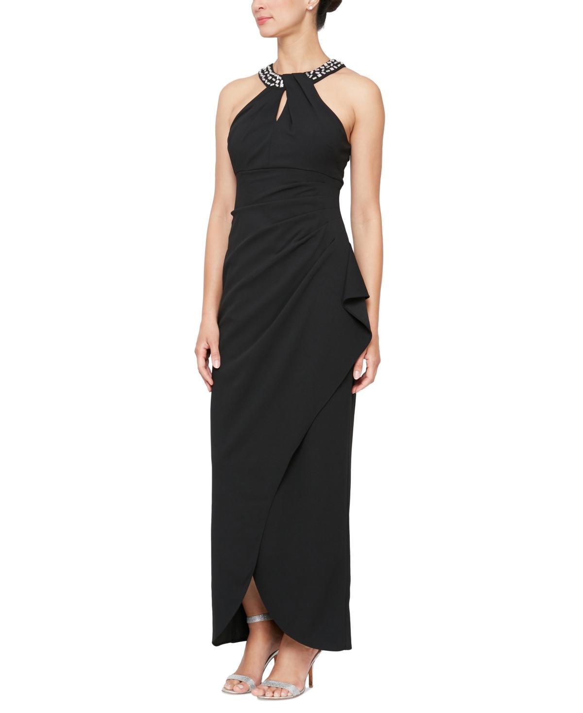 Sl Fashions Twisted-Neck Tulip-Hem Dress Product Image