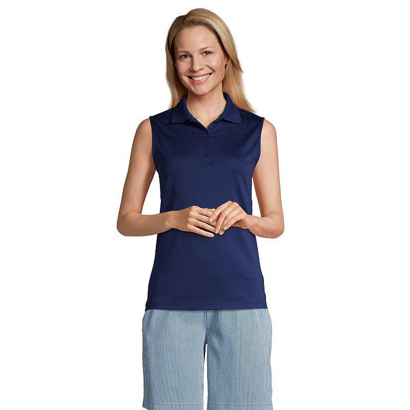 Womens Lands End Sleeveless Supima Cotton Polo Shirt Dark Blue Product Image