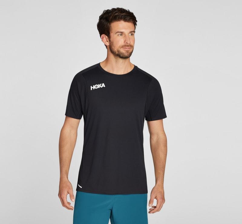 Hoka One HOKA Men's Glide Short Sleeve Shirt in Black, Size XS Product Image