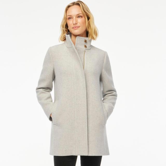 Wool-blend button-neck city coat Product Image