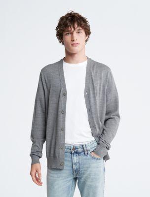 Extra Fine Merino Wool Blend Cardigan Sweater Product Image