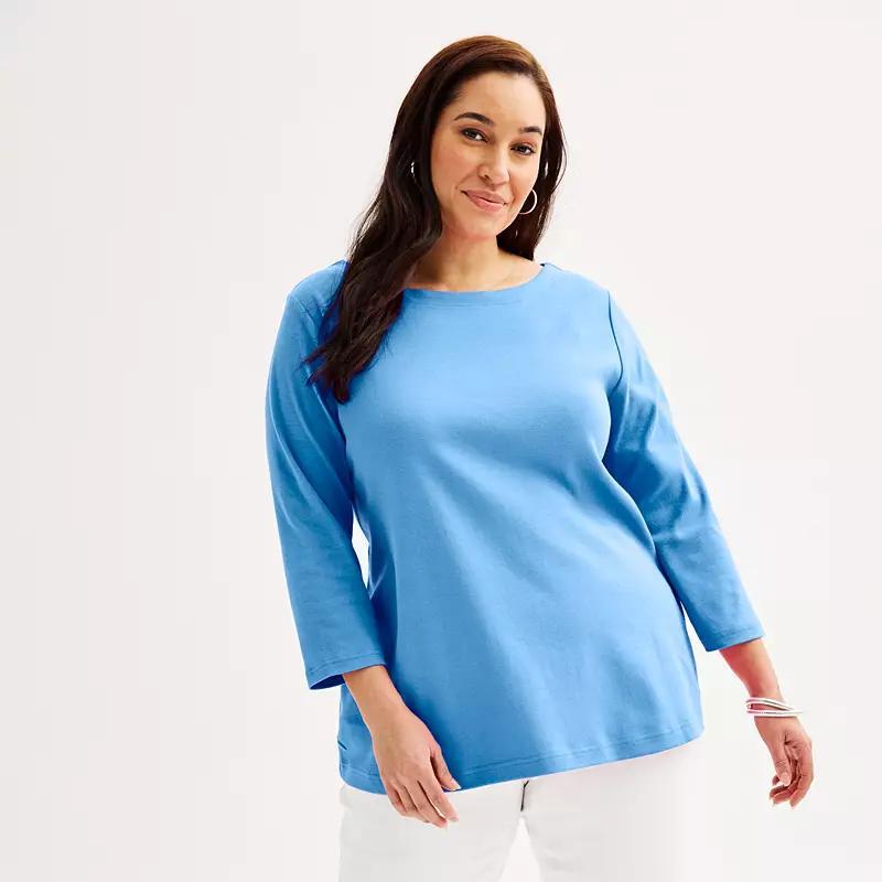 Plus Size Croft & Barrow Boatneck Top, Womens Product Image