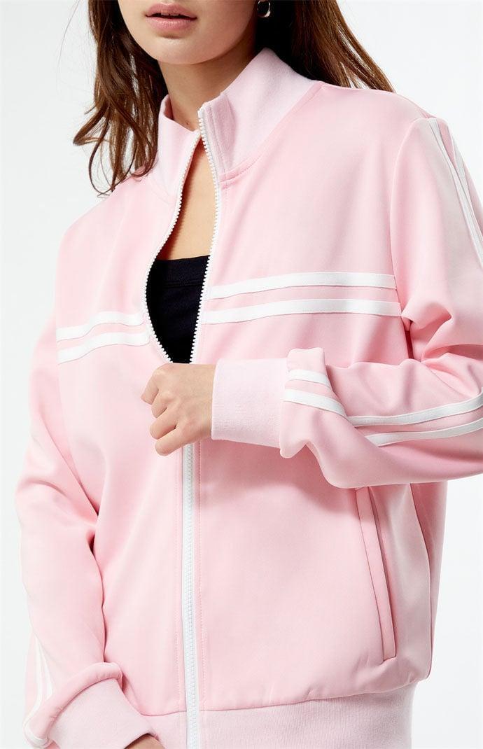 Women's Stripe Mock Neck Track Jacket Product Image