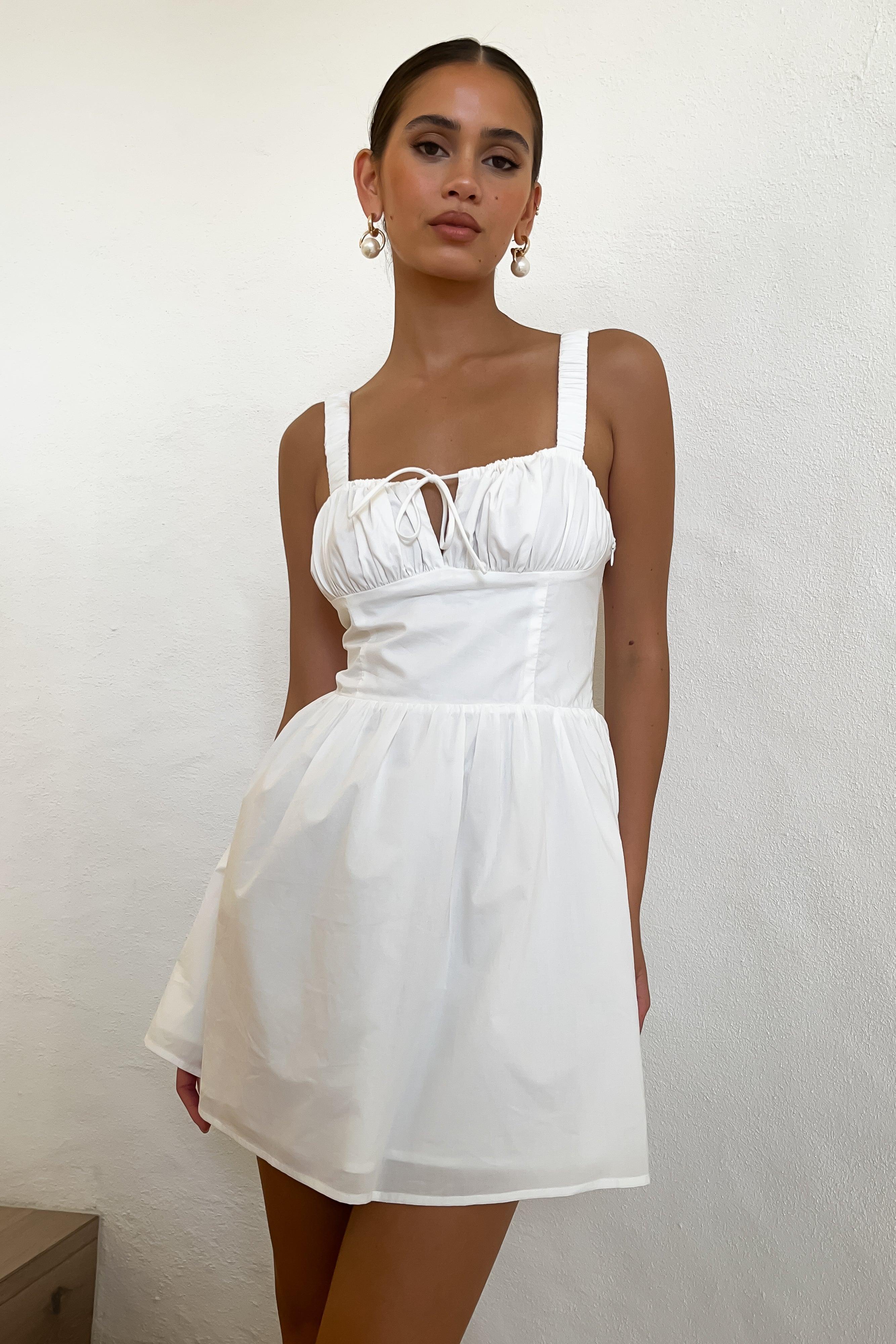 Roz Cotton Mini Dress - White Product Image