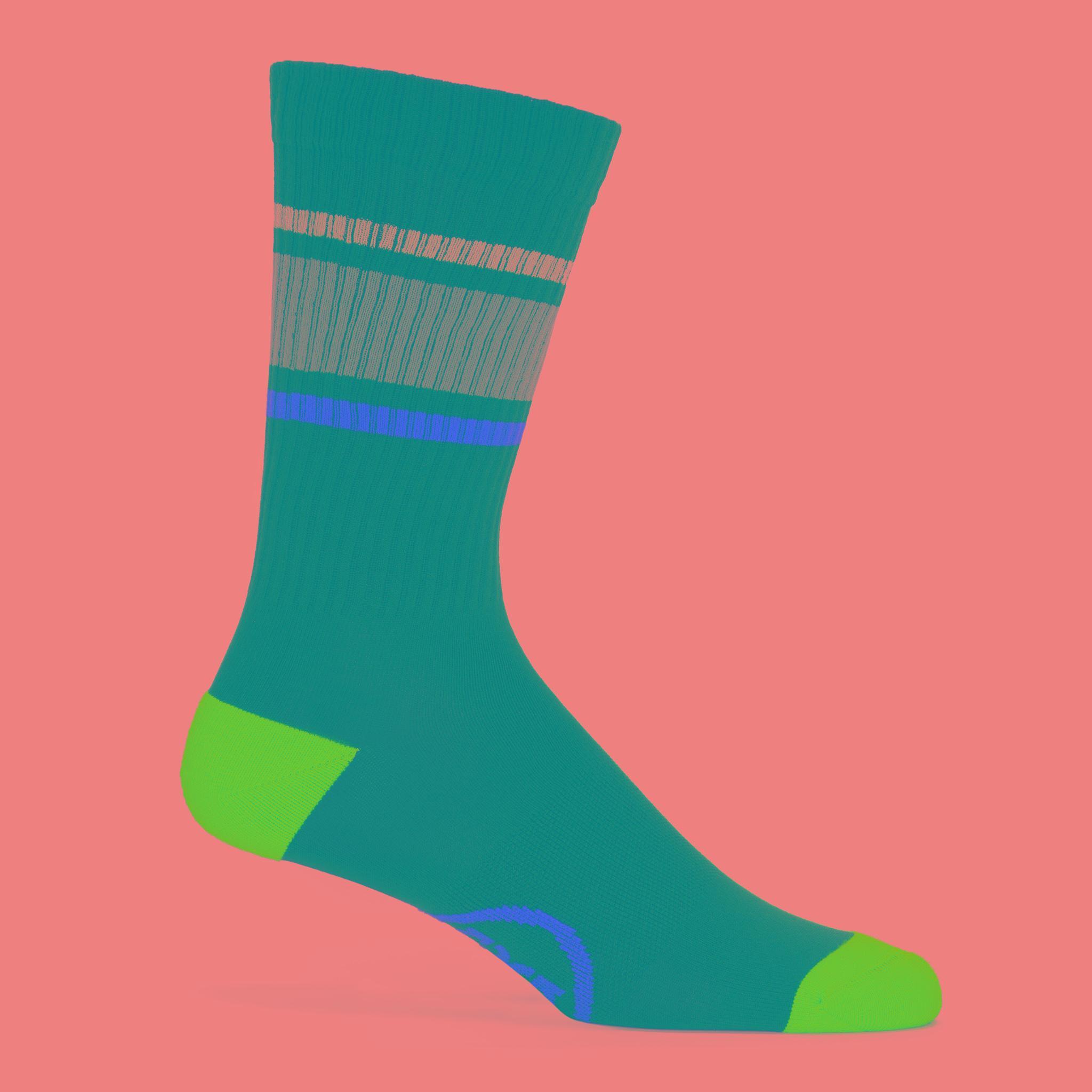 STRIPED RIBBED COMPRESSION CREW SOCK Product Image