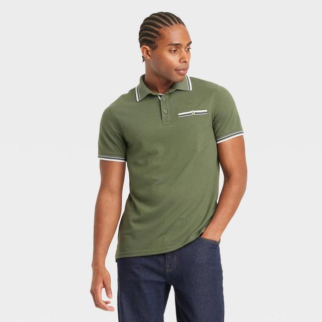 Mens Short Sleeve Polo Shirt - Goodfellow & Co Olive XL Product Image