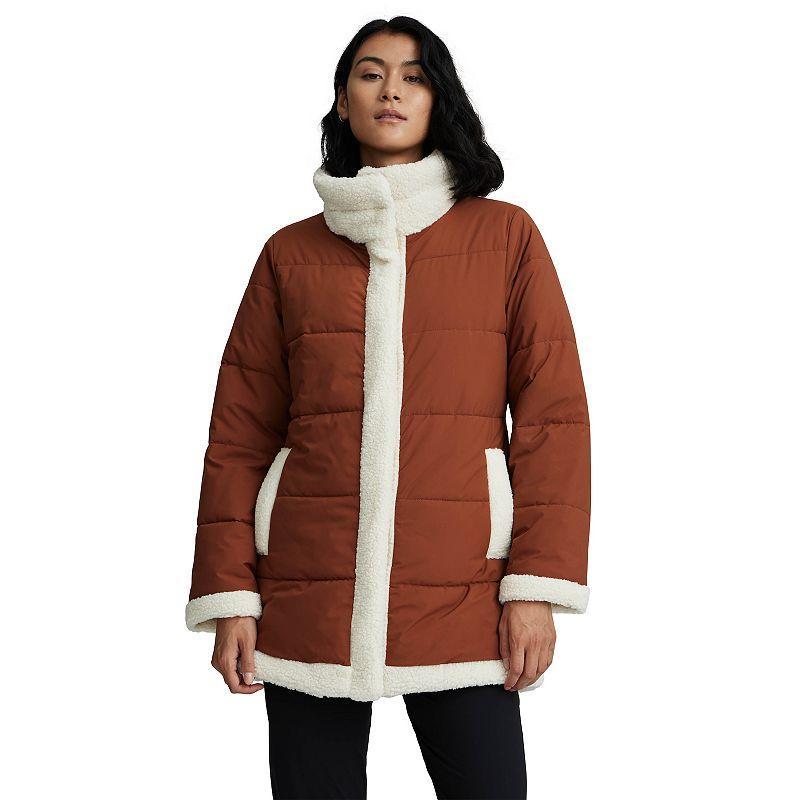 Nvlt Womens Stretch Poly Mixed Media Puffer Jacket Product Image