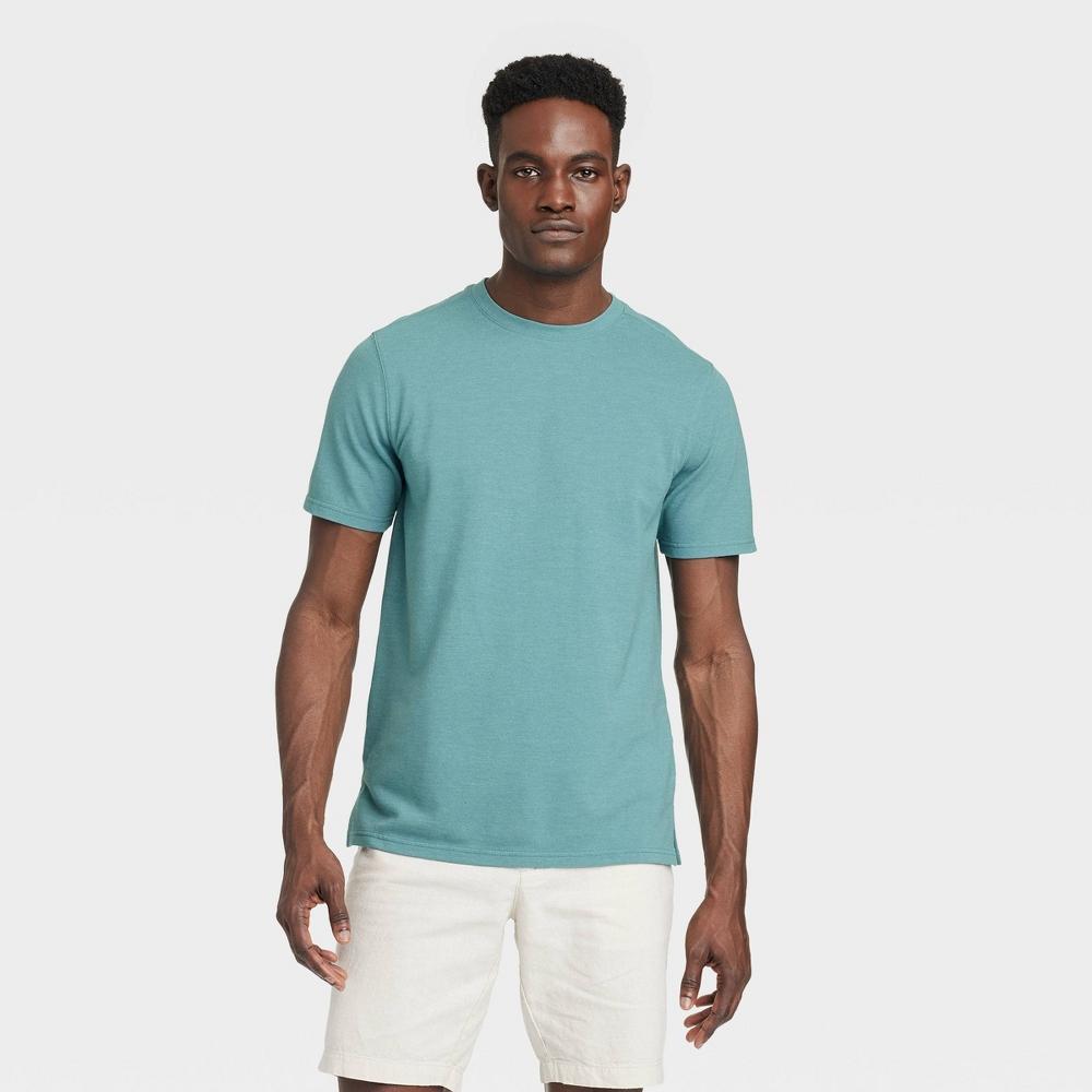 Mens Regular Fit Pique T-Shirt - Goodfellow & Co Blue M Product Image