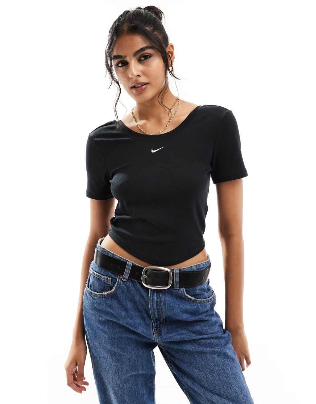 Nike Womens Nike Chill Knit Mini Rib Top - Womens Black/Sail Product Image