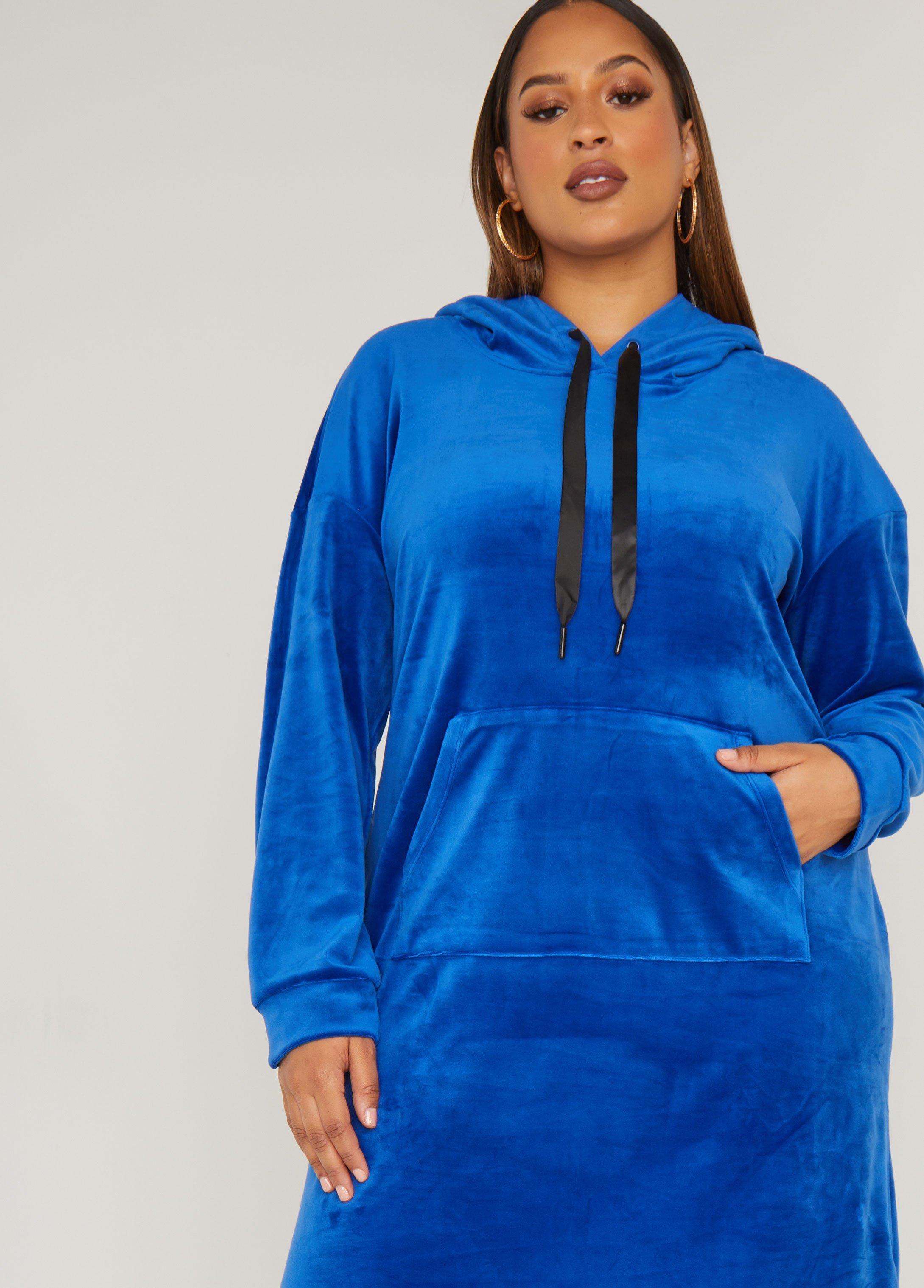 Hooded Velour Hi Low Dress Product Image