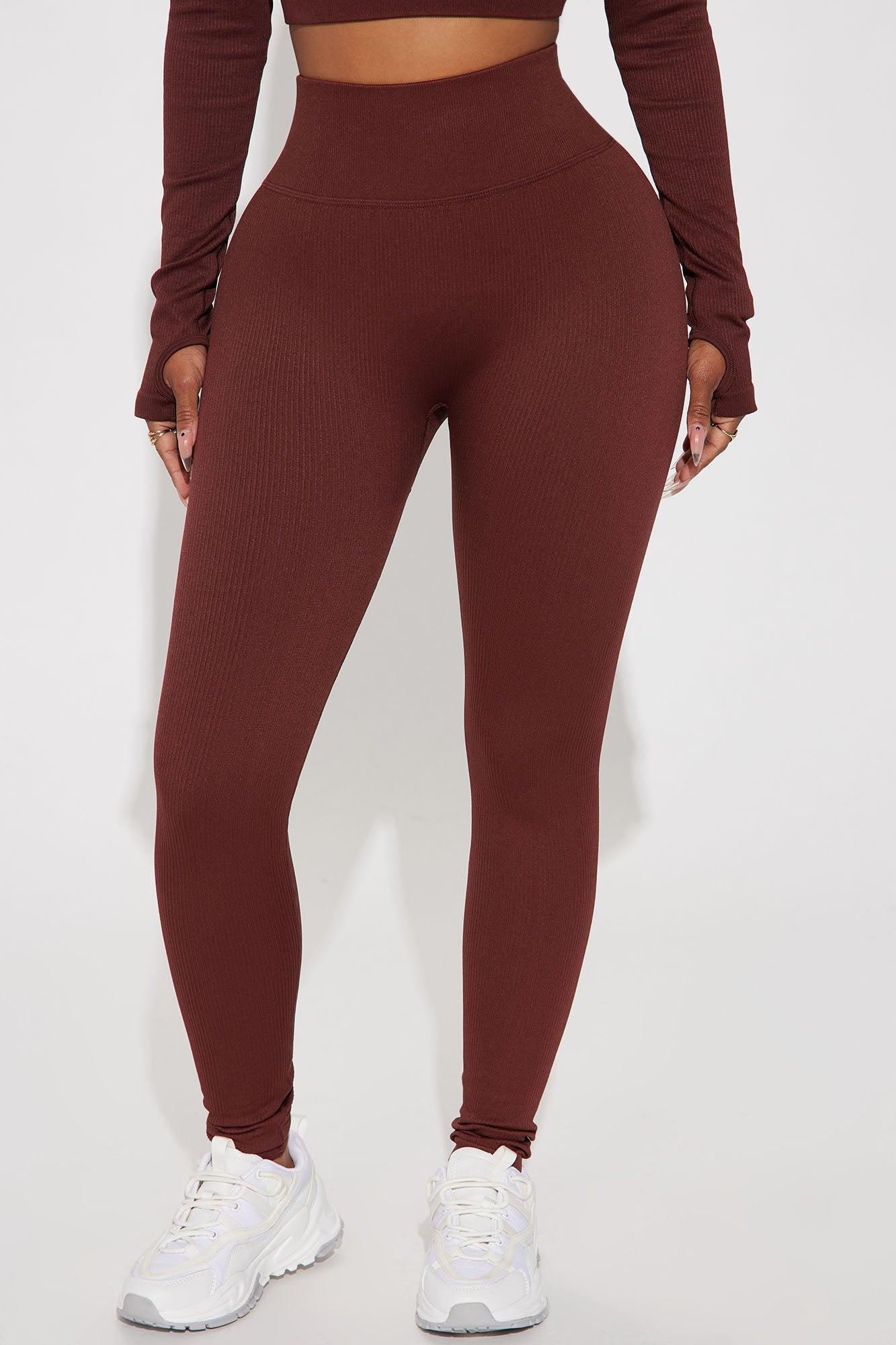 Werk It Seamless Ribbed Active Leggings - Mocha Product Image