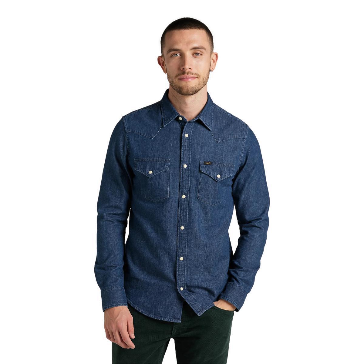 Western Denim Shirt Mid Stone Product Image