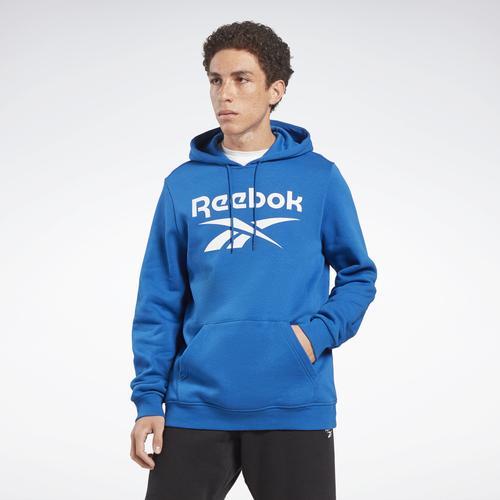 Reebok Mens Identity Classic-Fit Stacked Logo-Print Fleece Hoodie - Red Product Image