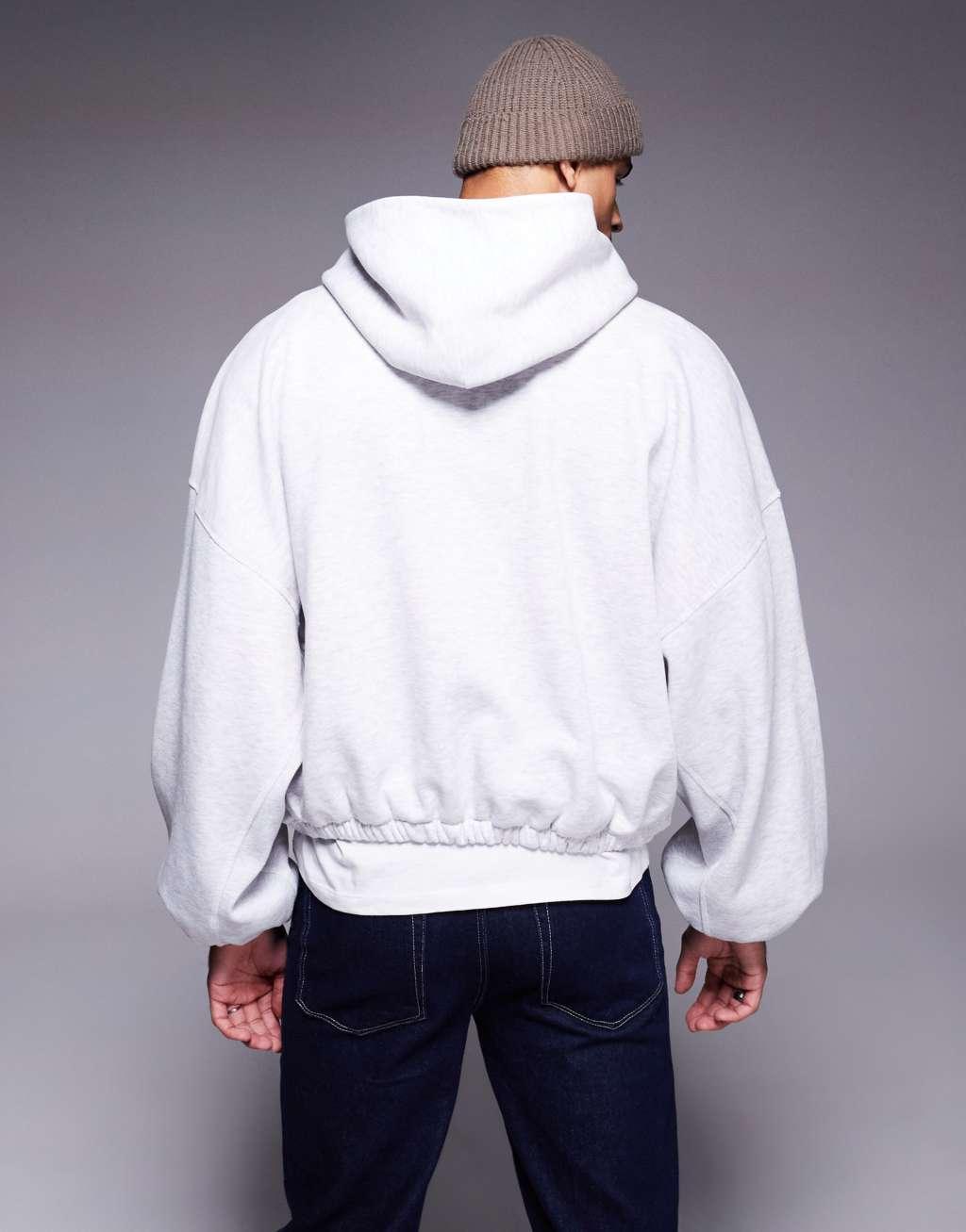 ASOS DESIGN extreme oversized boxy hoodie with underarm panels in gray heather Product Image