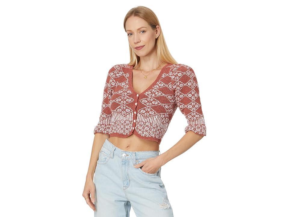 Free People Geo Floral Cardi (Orchid Cinnamon) Women's Sweater Product Image