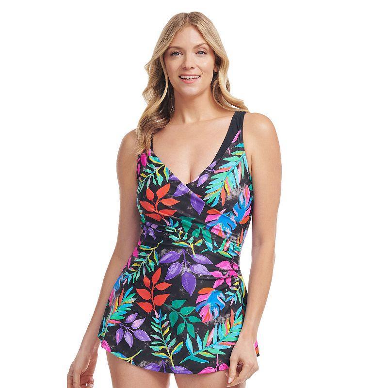 Womens Mazu Tropical Flora Wrap One-Piece Swimdress Product Image