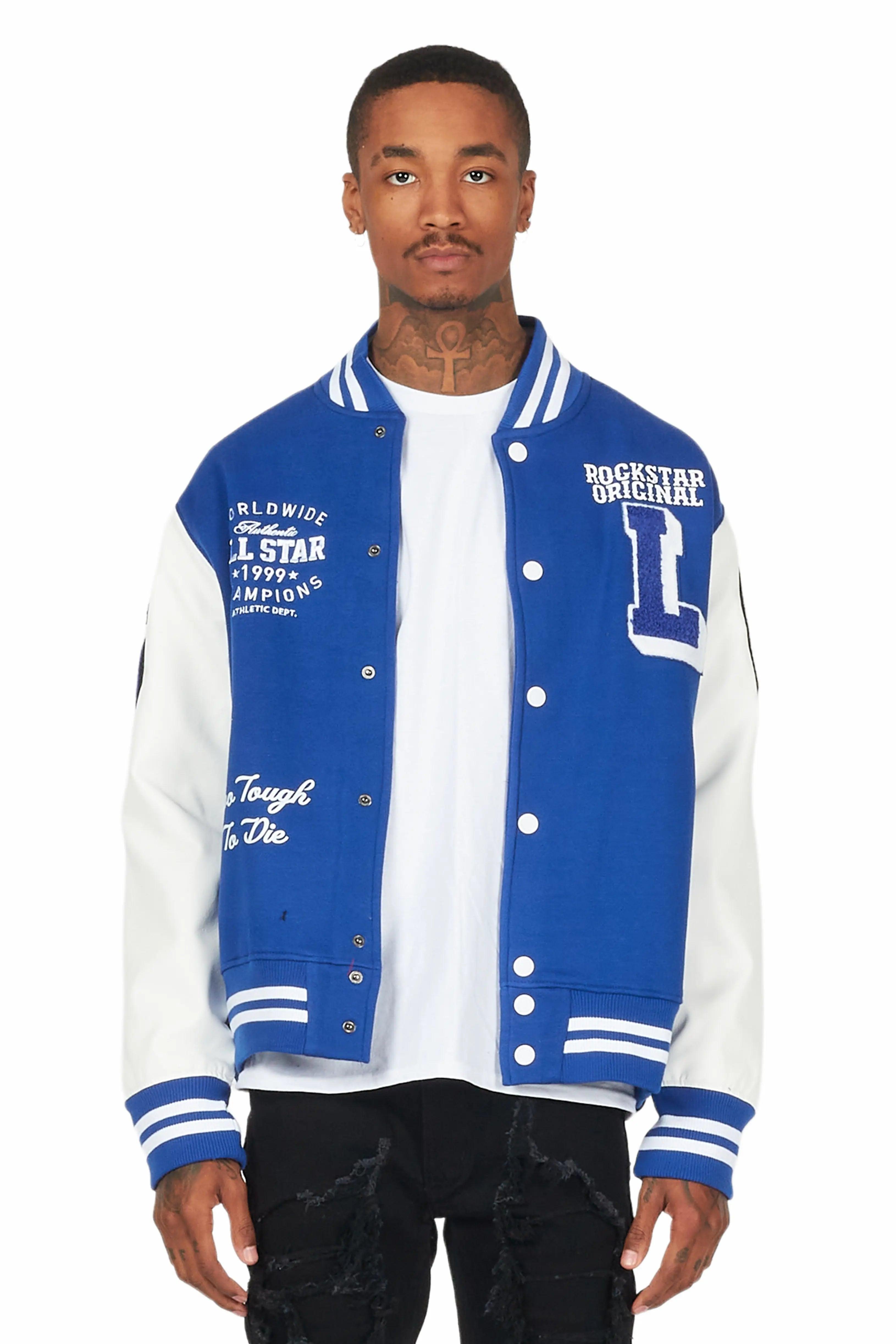 Tacey Royal Blue Varsity Jacket Male Product Image