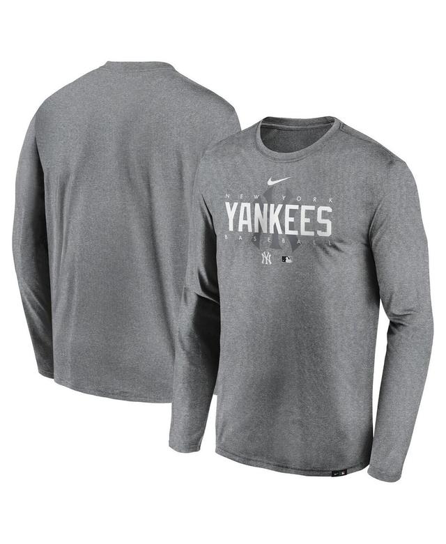 Mens Nike Heather Gray New York Yankees Authentic Collection Team Logo Legend Performance Long Sleeve T-shirt Product Image