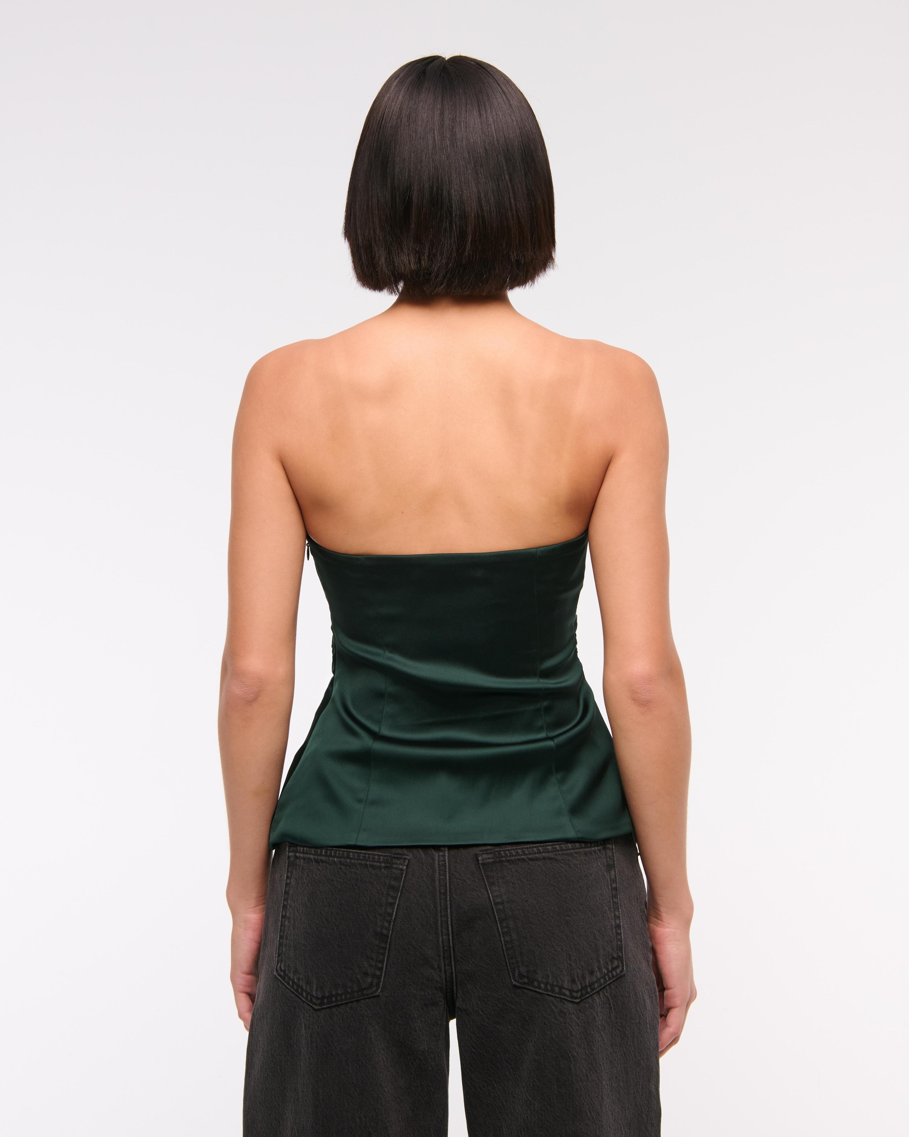 Long-Length Satin Tube Top Product Image