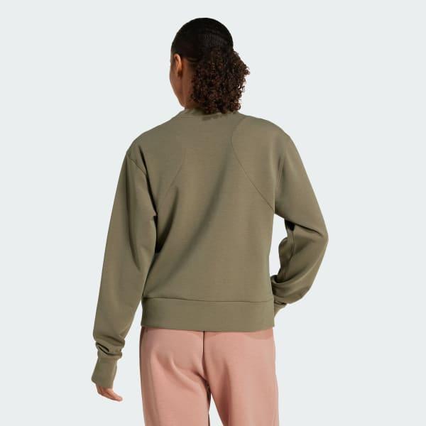 adidas Designed-for-Training Warm-Up Crewneck Sweatshirt Olive Strata L Womens Product Image