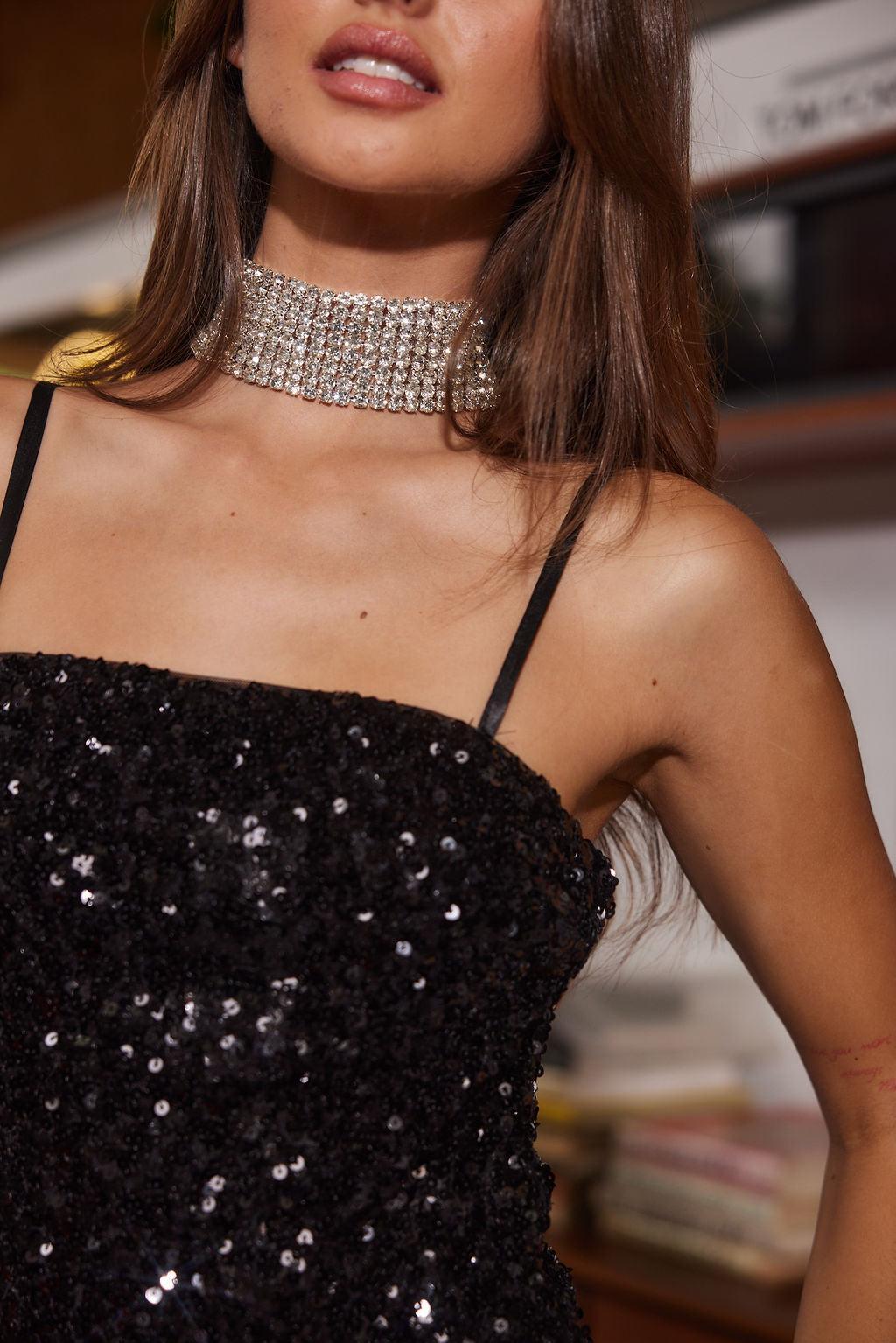 Sophie Silver Rhinestone Choker Product Image