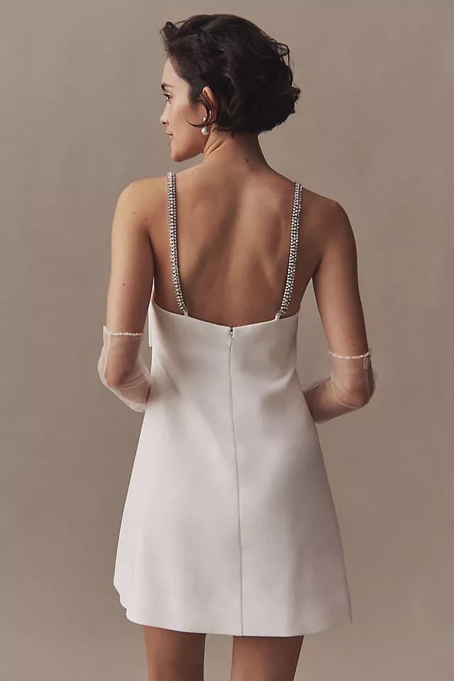 BHLDN Crystal-Strap Bow-Front Crepe Mini Dress Product Image