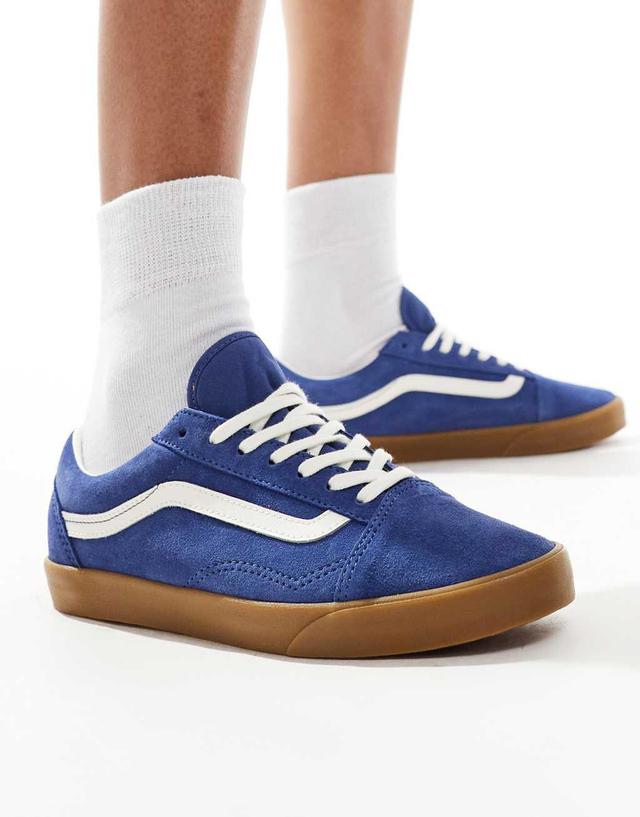 Vans Old Skool Lowpro sneakers with gum sole in blue Product Image