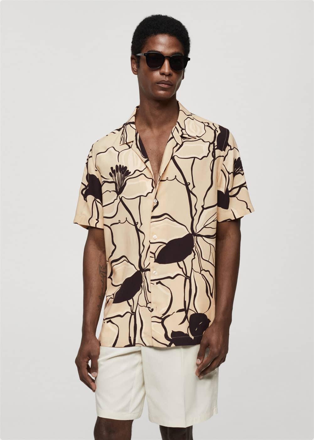 MANGO MAN - Regular-fit flowy printed shirt off whiteMen Product Image