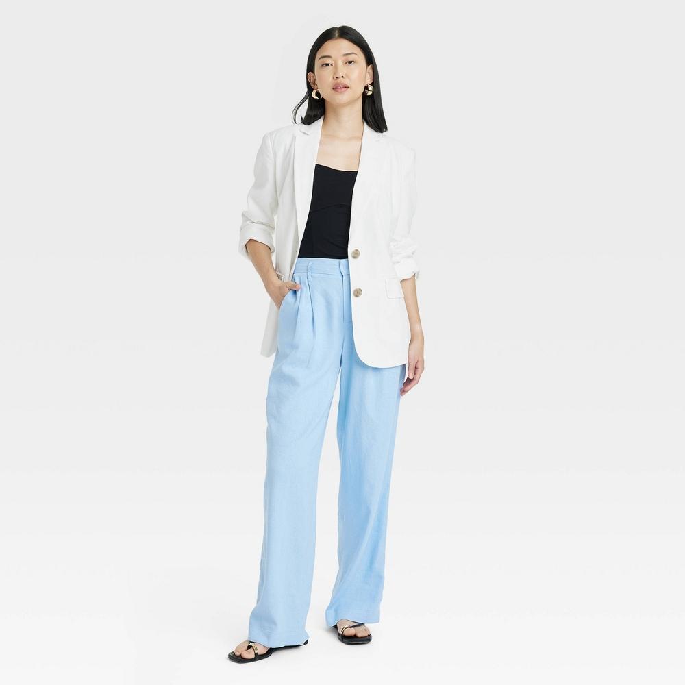 Women's Linen Spring Blazer - A New Day™ White M Product Image