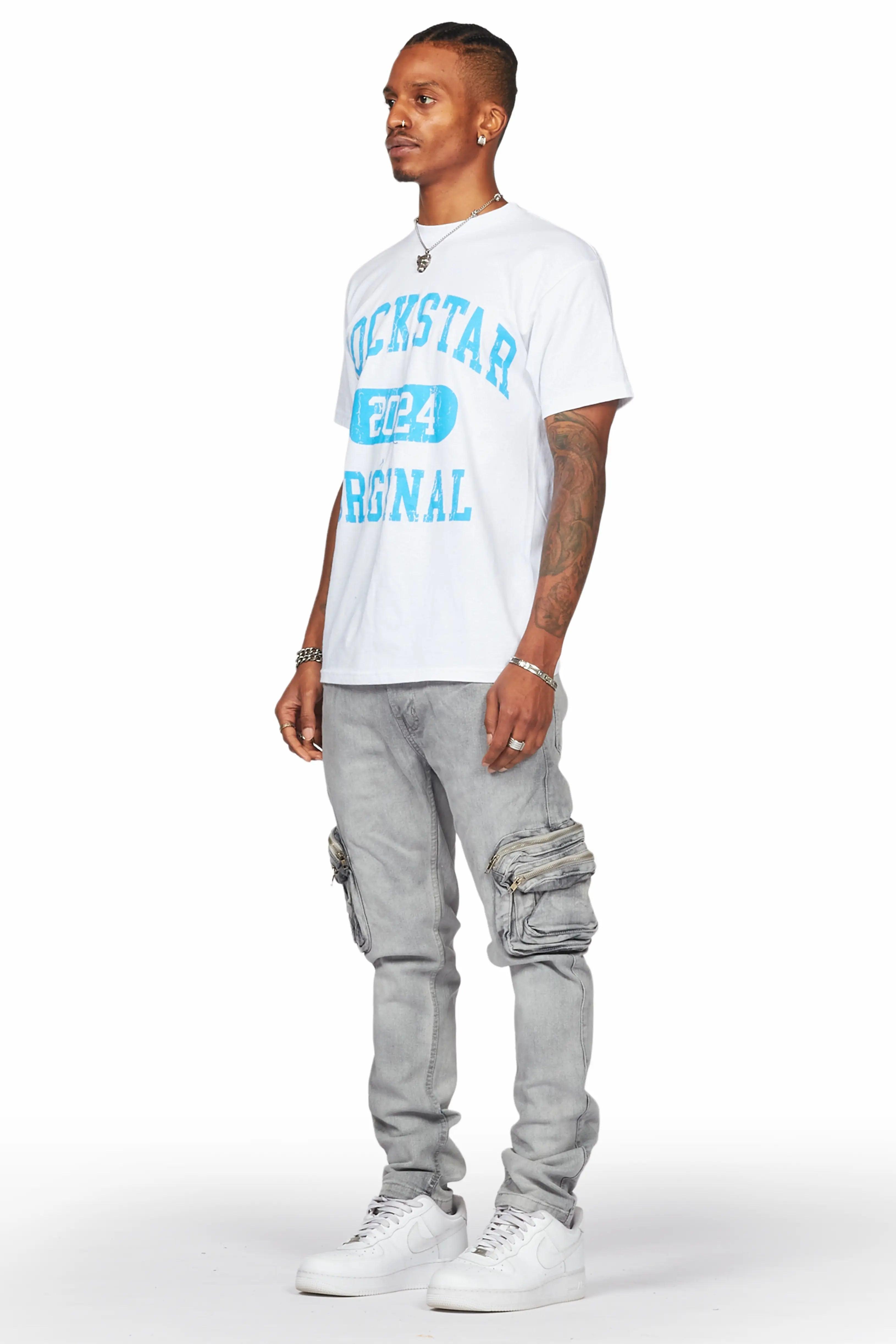 Falan Grey Skinny Fit Cargo Jean Male Product Image