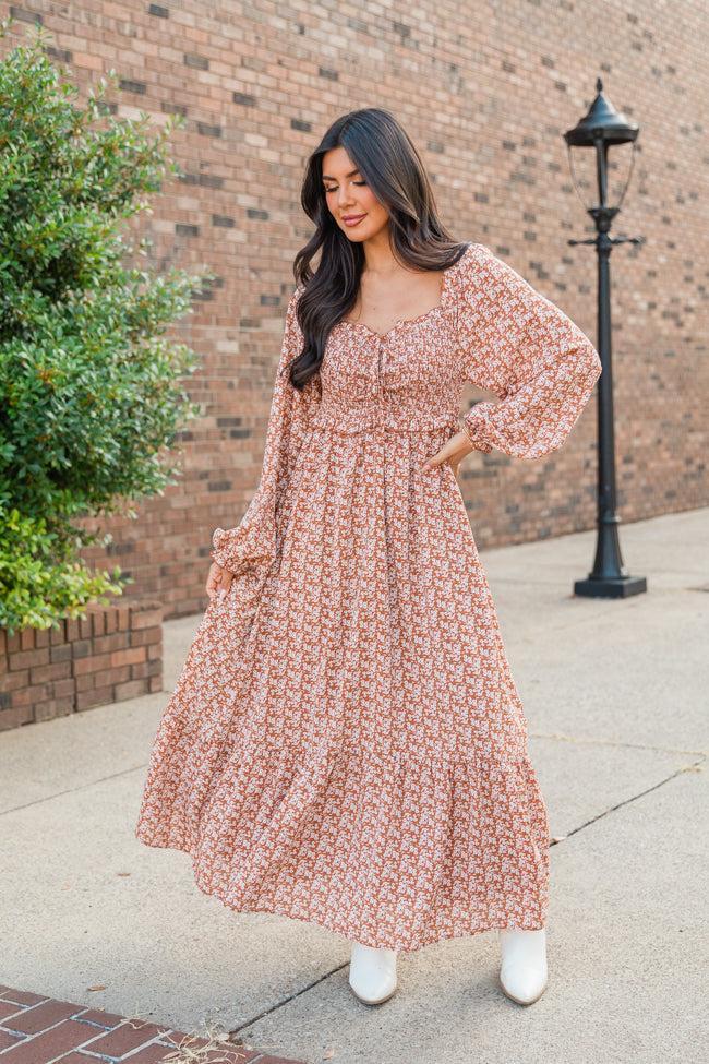 Light Of My Life Brown Ditsy Floral Maxi Dress Product Image