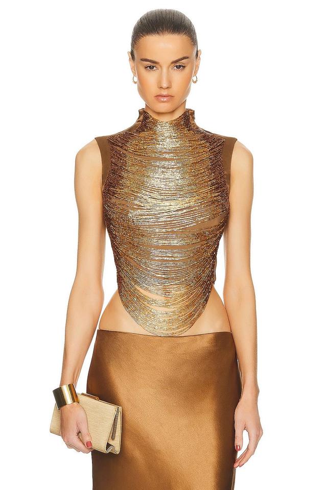 Cult Gaia Taraji Sleeveless Top Metallic Bronze. (also in ). Product Image