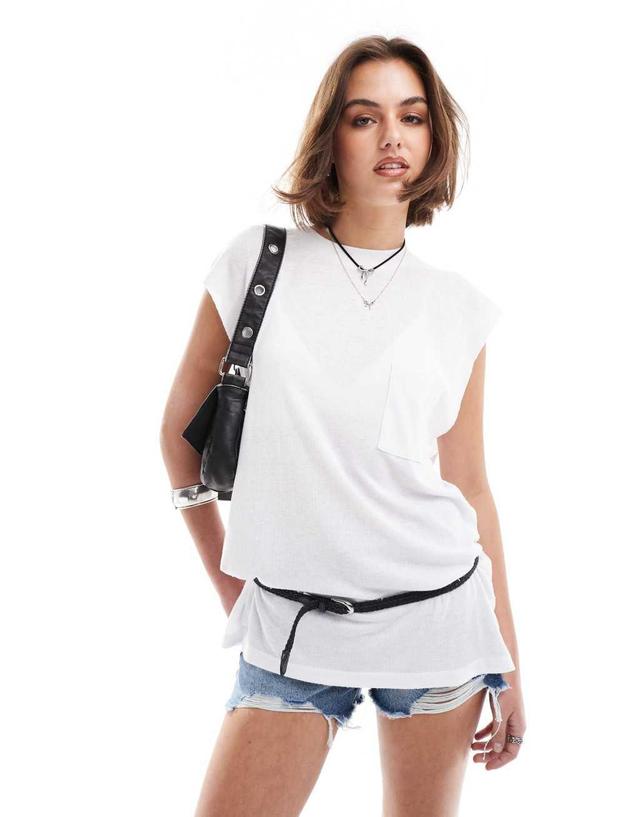 ASOS DESIGN sleeveless washed tank in white Product Image