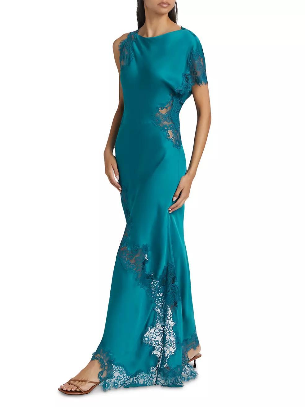 Alessia Lace-Trim Satin Maxi Dress Product Image