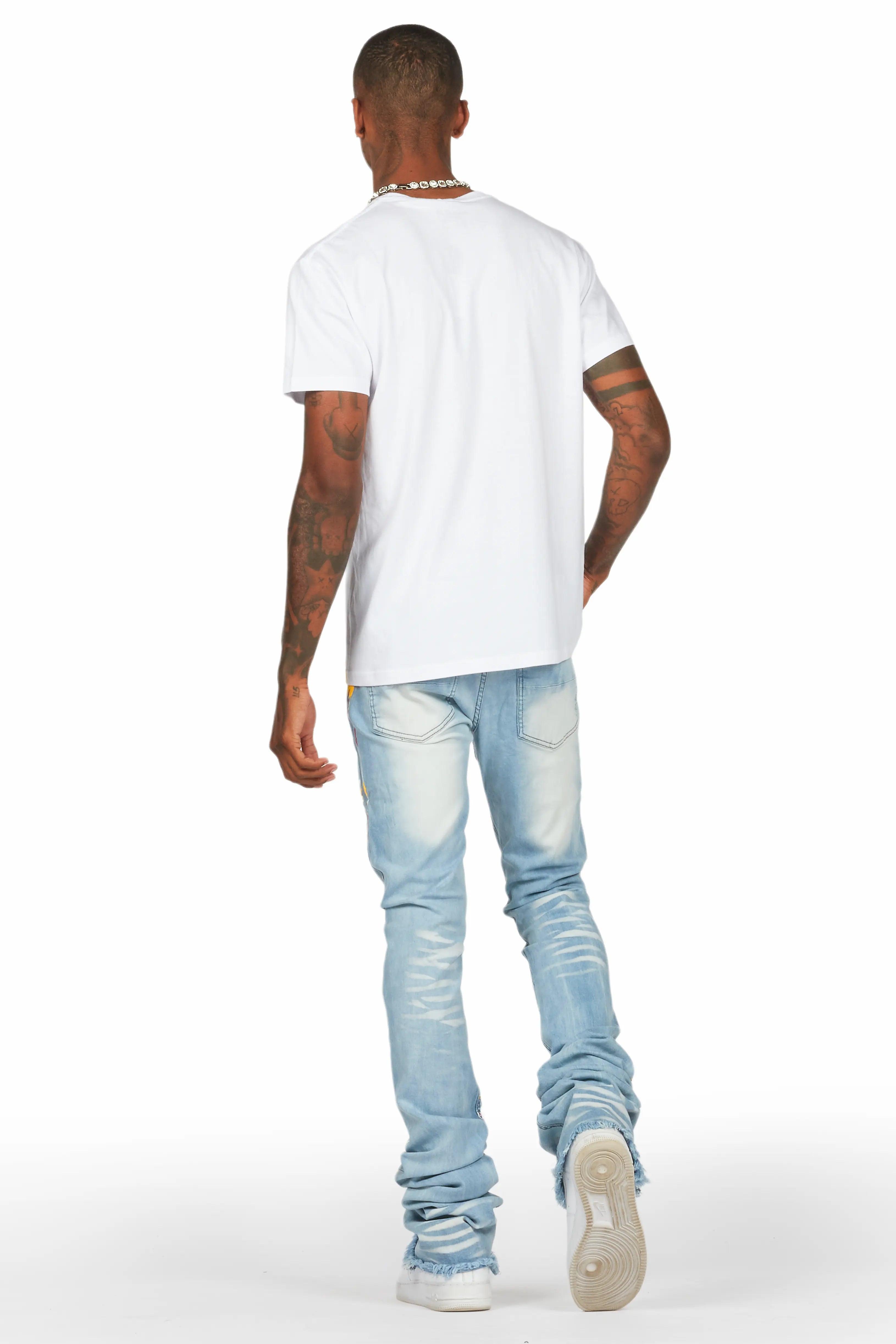 Bashar Blue Painter Super Stacked Flare Jean Male Product Image