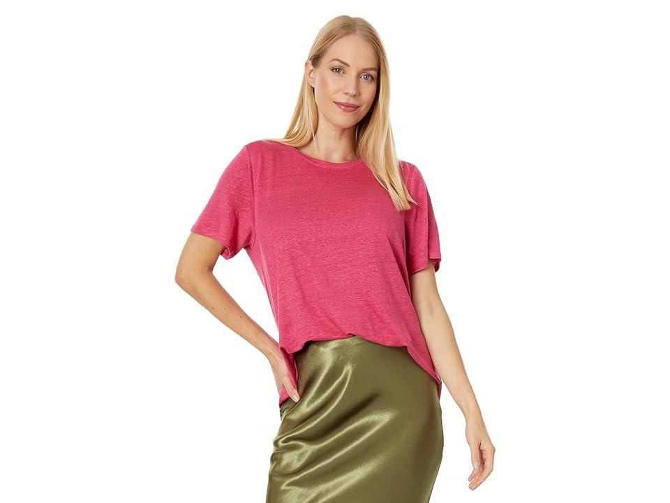 Eileen Fisher Crew Neck Short Sleeve Tee (Geranium) Women's Clothing Product Image