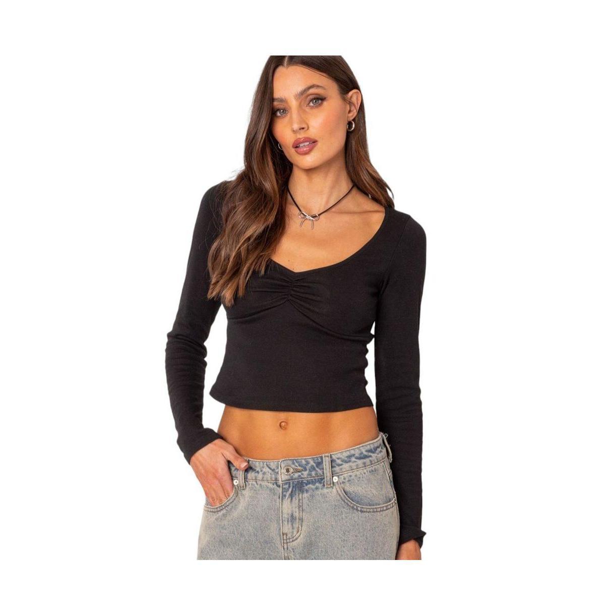 Womens Nat ruched v neck top product image