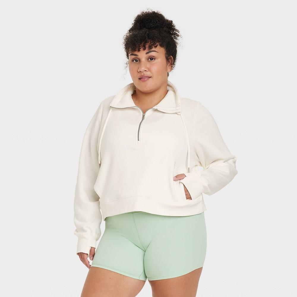 Womens Fleece Half Zip Pullover - All In Motion Fern 3X Product Image