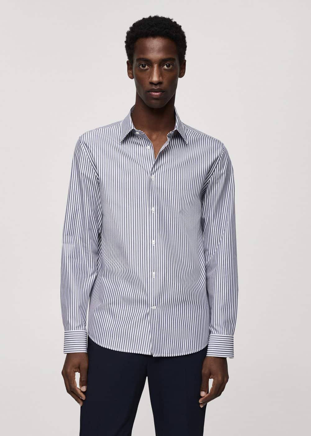 MANGO MAN - Coolmax® striped shirt blueMen Product Image