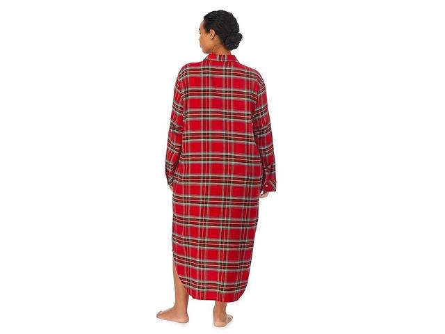 LAUREN Ralph Lauren Plus Size Long Sleeve Ballet Sleepshirt Plaid) Women's Pajama Product Image