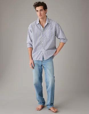 AE Everyday Poplin Striped Button-Up Shirt Product Image