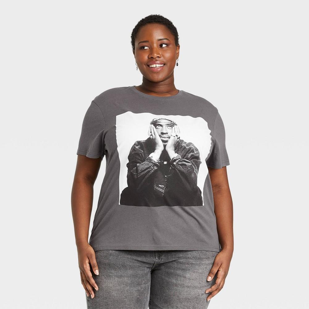 Womens Tupac Plus Size Short Sleeve Graphic T-Shirt - Black Product Image