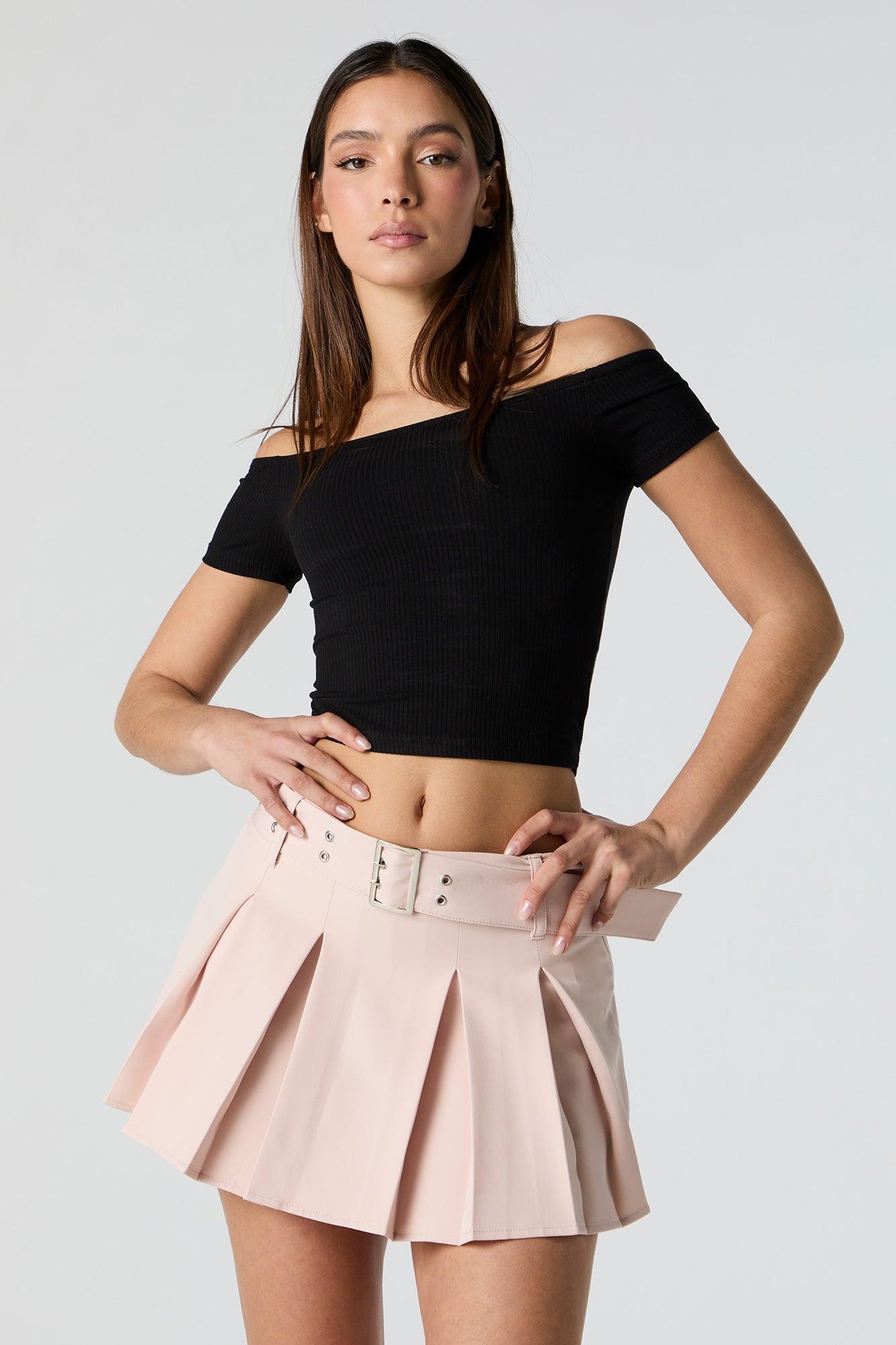 Pleated Belted Mini Skort Female product image