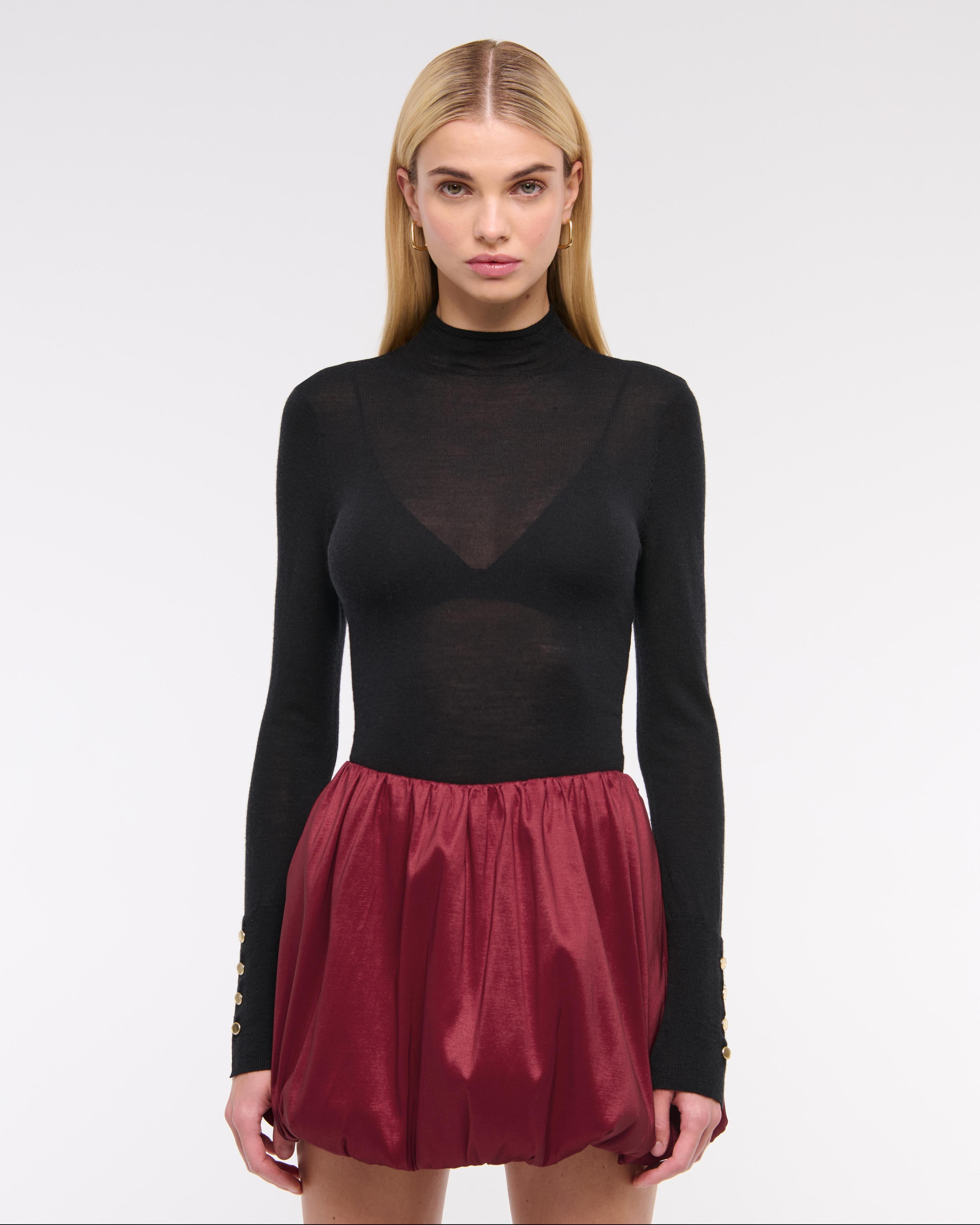 Mid Rise Bubble Hem Mini Skort Product Image