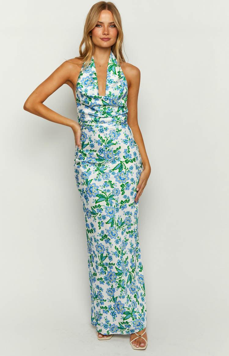 Marcella Blue Floral Formal Maxi Dress Product Image