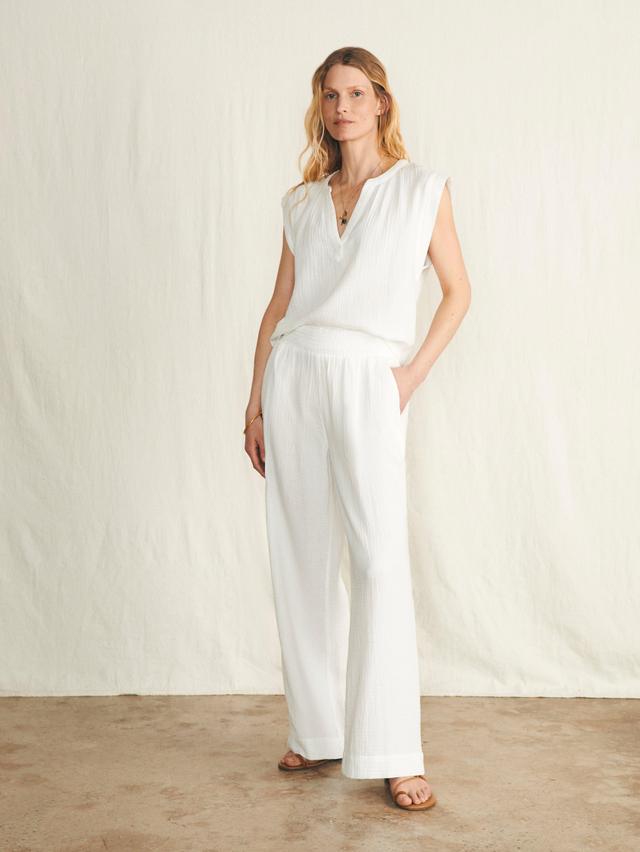 Dream Cotton Gauze Wide Leg Pant - White Female Product Image