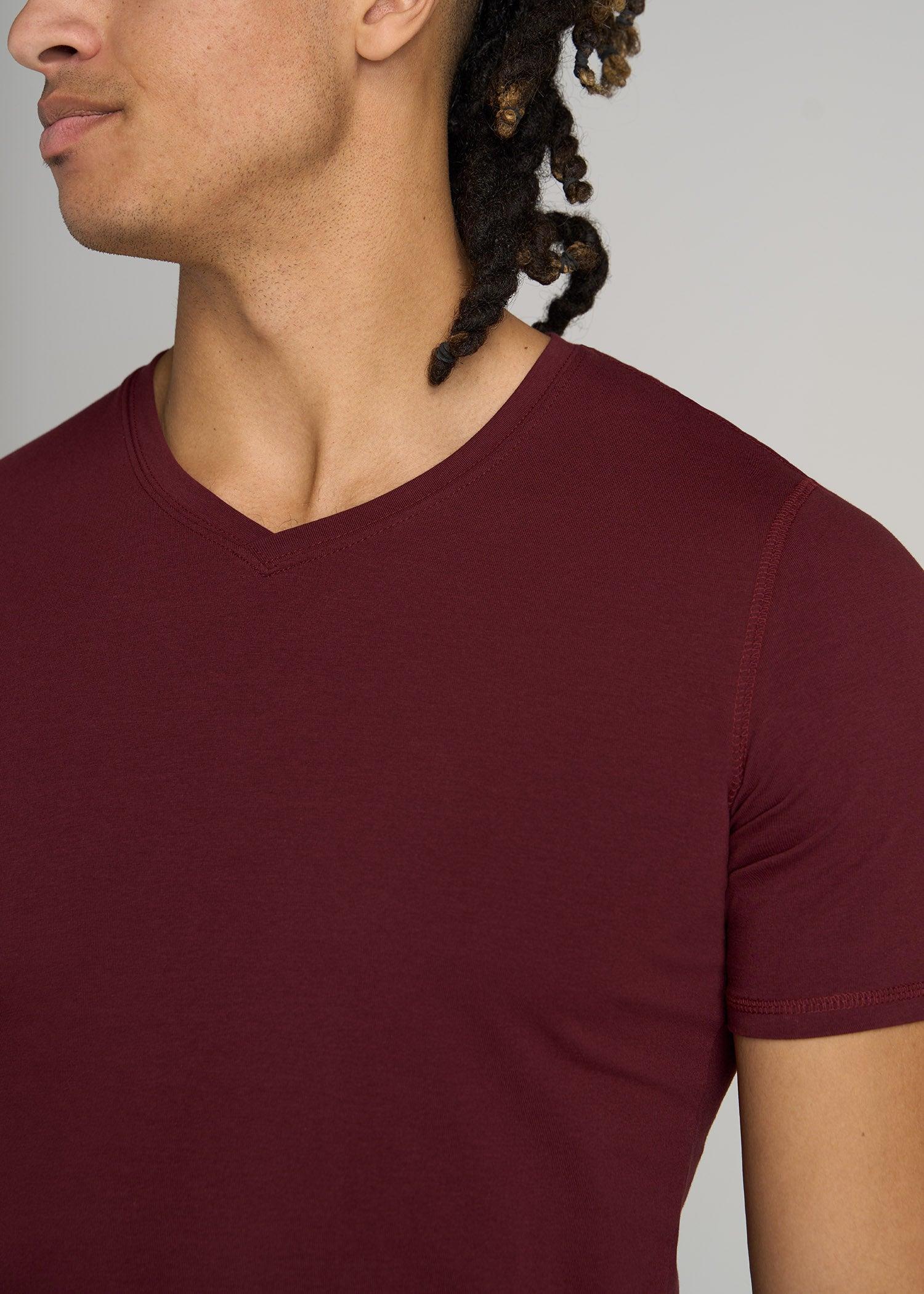 The Essential SLIM-FIT V-Neck Men's Tall Tees in Garnet Red Male Product Image